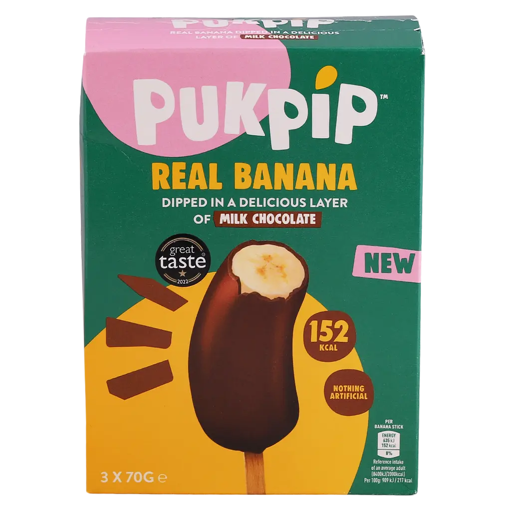 Pukpip Frozen Banana Stick Dipped in Milk Chocolate Coating 3 Pcs 70 gm - view 2