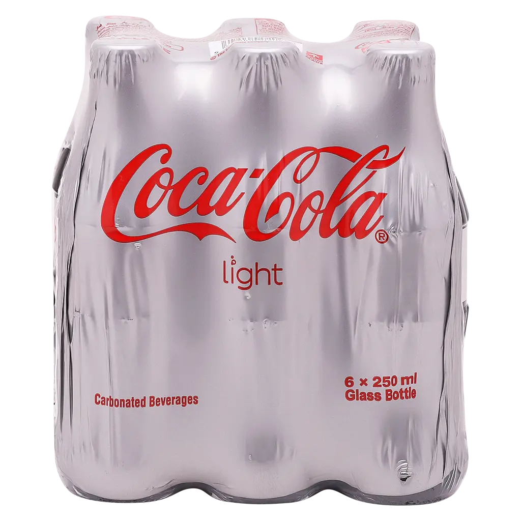Coca Cola Light Soft Drink Glass Bottle Carton 6 x 250ml  - view 4