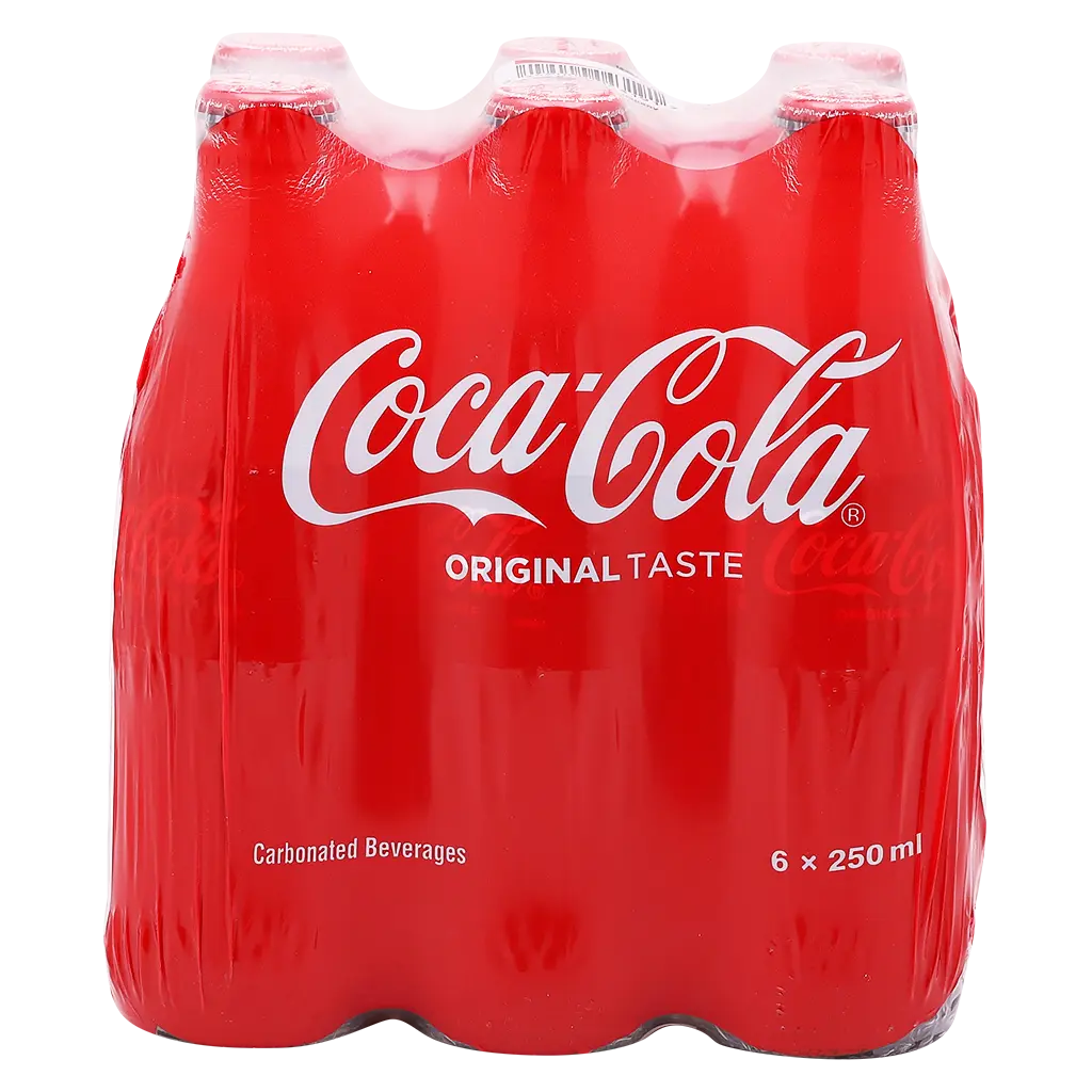 Coca Cola Soft Drink Glass Bottle Carton 6 x 250ml  - view 3