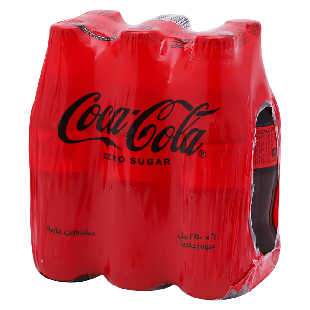 Coca Cola Zero Soft Drink Glass Bottle Carton 6 x 250ml  - view 2
