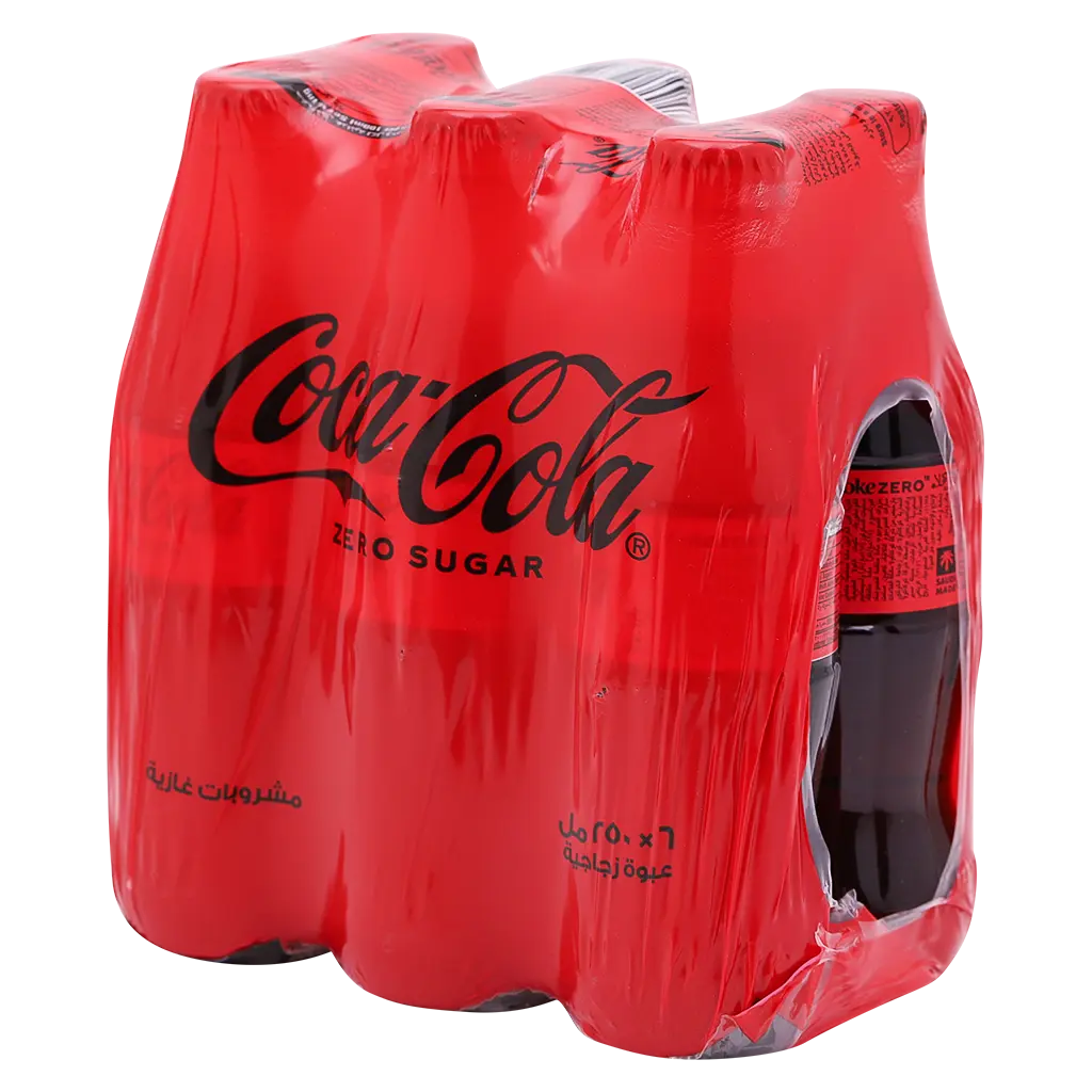 Coca Cola Zero Soft Drink Glass Bottle Carton 6 x 250ml  - view 3