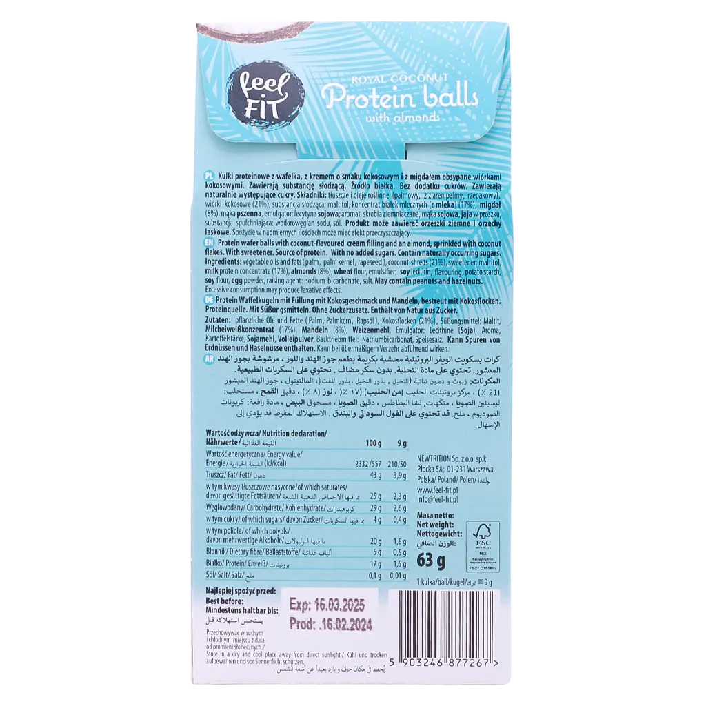 Feel Fit Coconut Almond Protein Wafer Balls 63g  - view 3