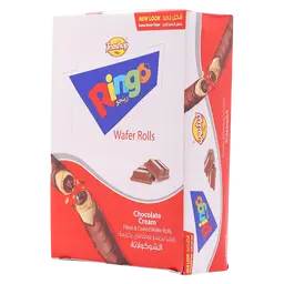 Teashop Ringo Wafer Rolls Filled & Coated Chocolate Cream Box 12 x 24gr 