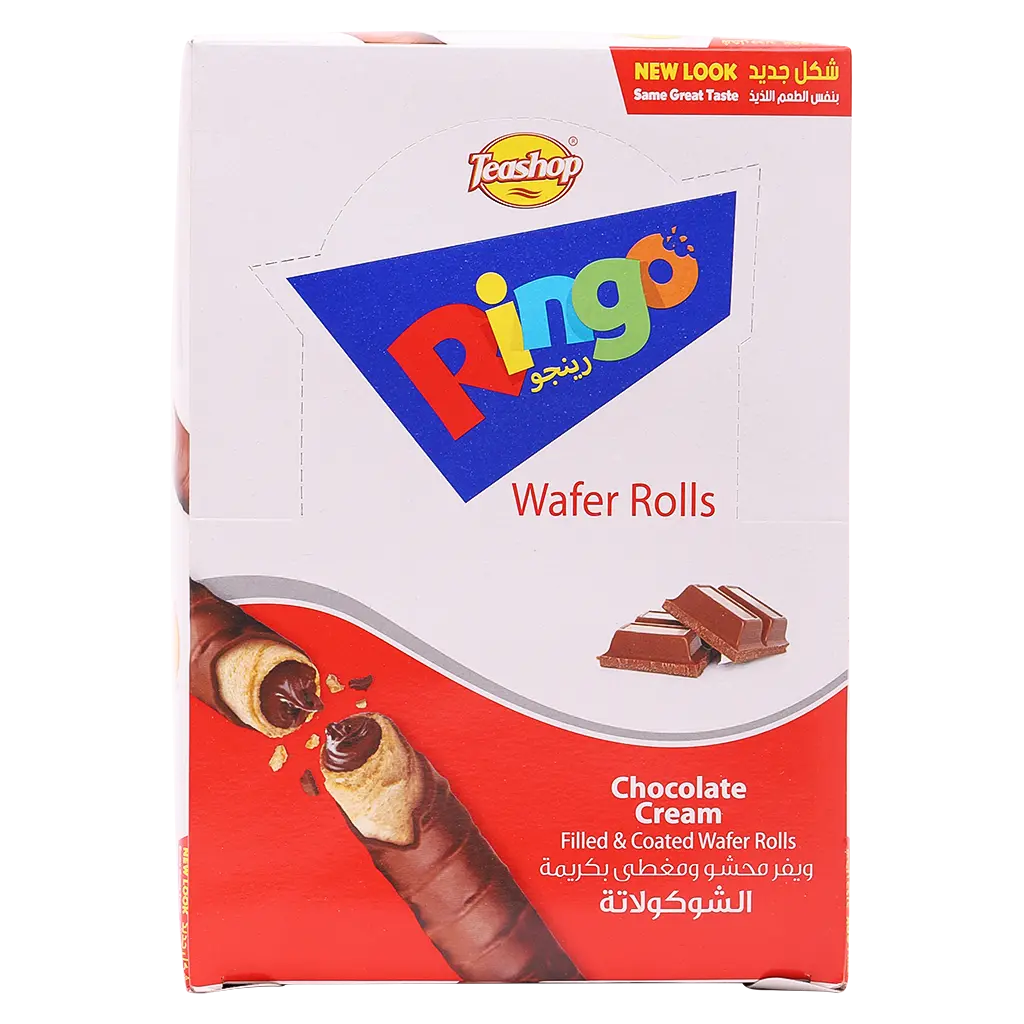 Teashop Ringo Wafer Rolls Filled & Coated Chocolate Cream Box 12 x 24gr  - view 2