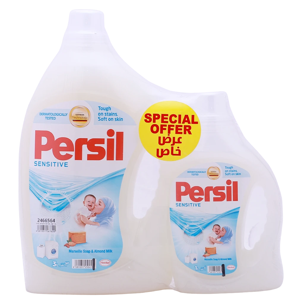 Persil Sensitive & Baby Liquid Laundry Detergent With a Mild Fregnance 3L+ 1L Set of 2 pcs
