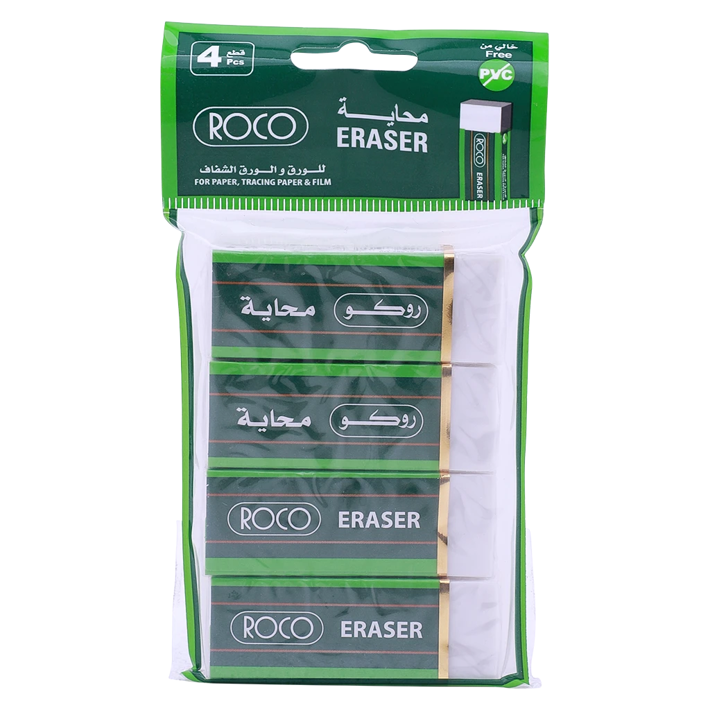 Roco  Eraser Plain White 4 pcs 