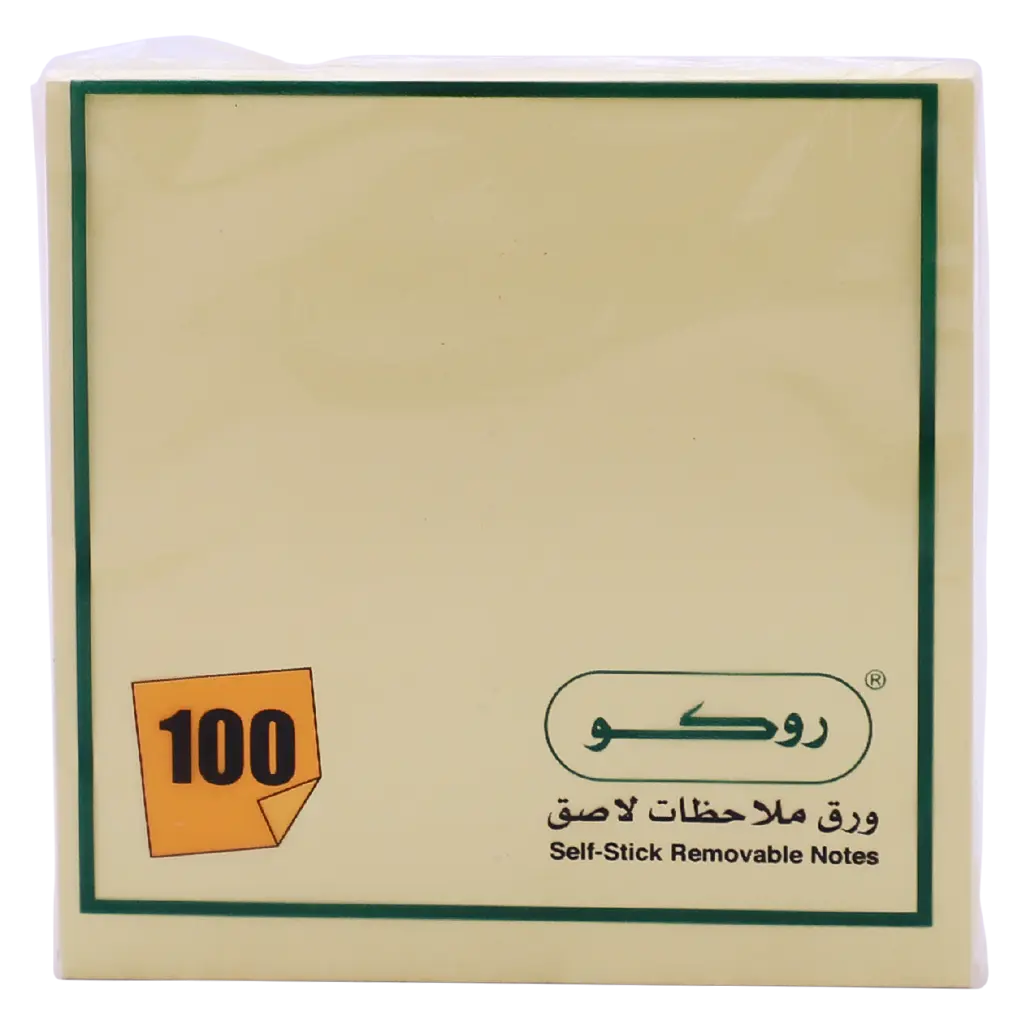 Roco Standard Self Stick Notes 3 in 3 100 Notes Yellow - view 1