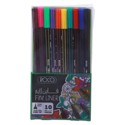 Roco Finepen Fineliner Pen Assorted Ink Color 0.45 mm Fine Tip 10 Pcs