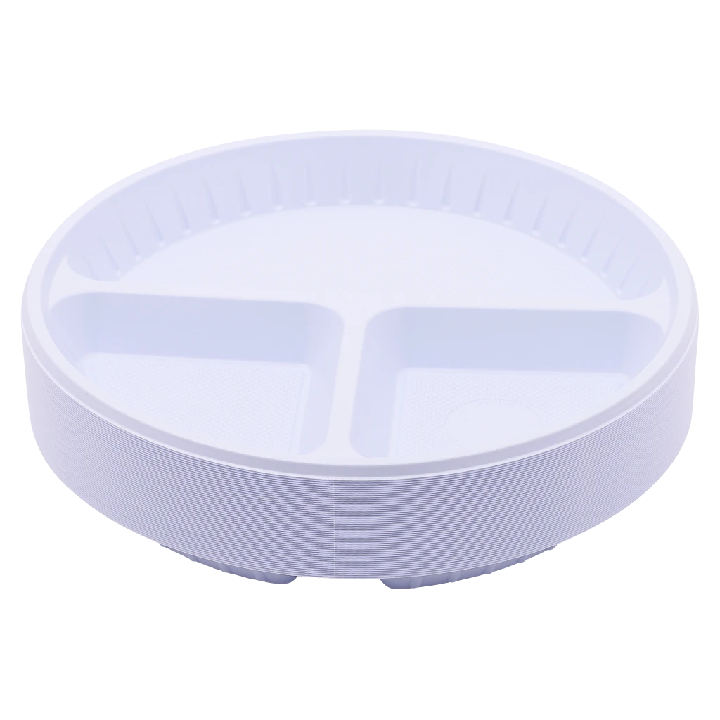 Watania Plate Medium Divided Into 2 Sections Round 50 Pcs