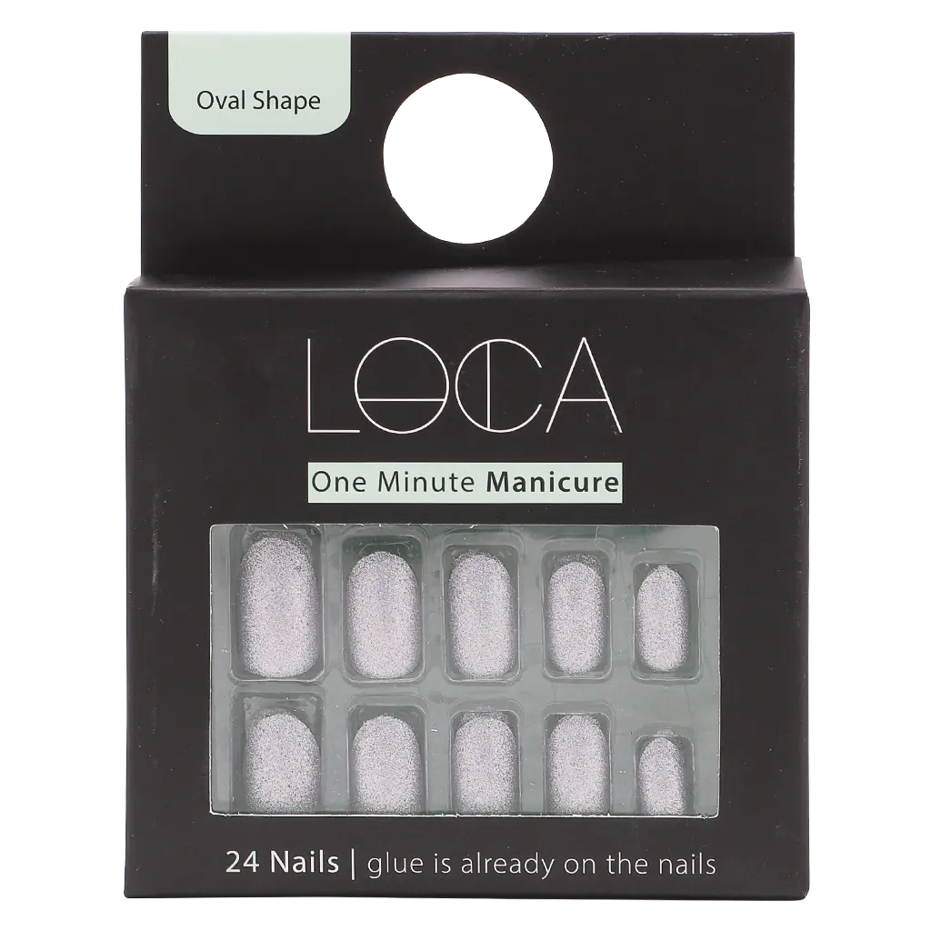 Loca Nails Silver Glitter Oval Shape 3 - view 1