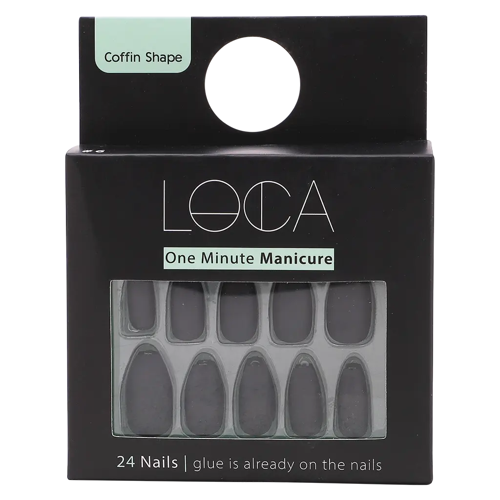 Loca Nails Black Matte Coffin Shape 6 - view 1
