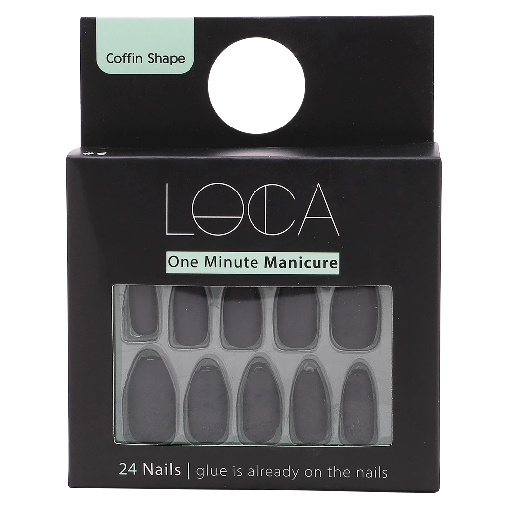Loca Nails Black Matte Coffin Shape 6