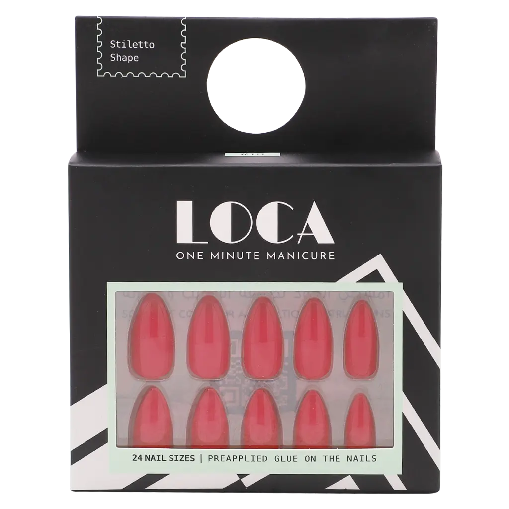 Loca Press On Nails Red Stiletto Shape  - view 1