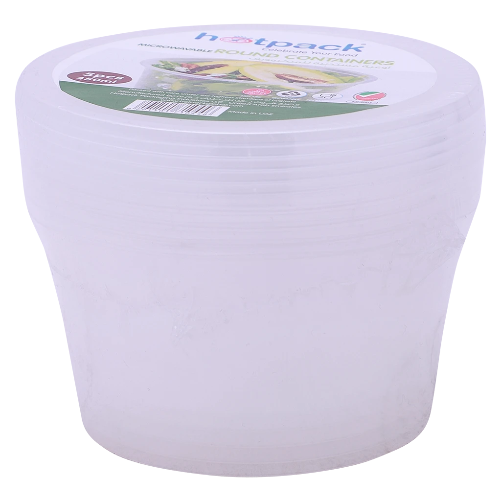 Hotpack Micro Wave Container Round 450ml-5Pcs