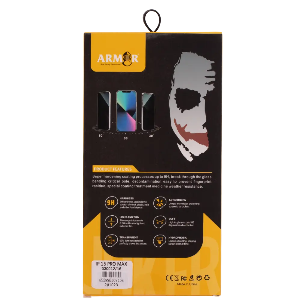 Armar Privacy Screen Protection Glass Resistant To Scratches And Scuff Marks iPhone 15 Pro Max - view 2