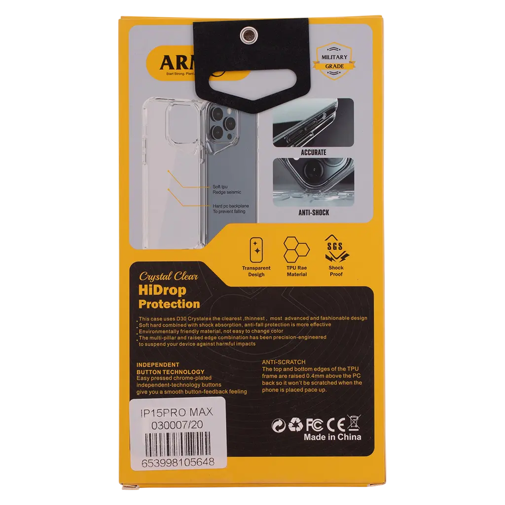 Armar Transparent Back Case Anti-Scratch iPhone 15 Pro Max - view 2