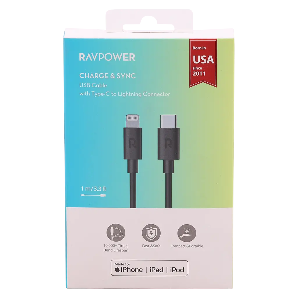 Ravpower Type C Lightning Cable 1M  Black - view 4