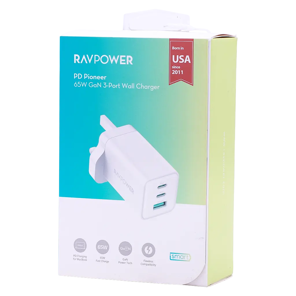 Ravpower Rp-Pc172 Pd Pioneer 65W 3-Port Wall Charger Uk White - view 2