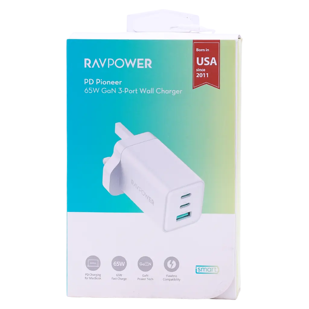 Ravpower Rp-Pc172 Pd Pioneer 65W 3-Port Wall Charger Uk White - view 3