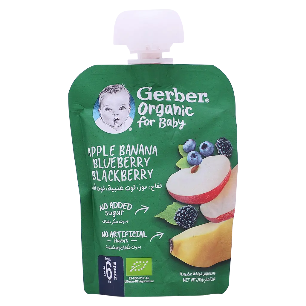 Gerber Organic Apple Banana Blueberry Blackberry From 6 Months 90 gm - view 1