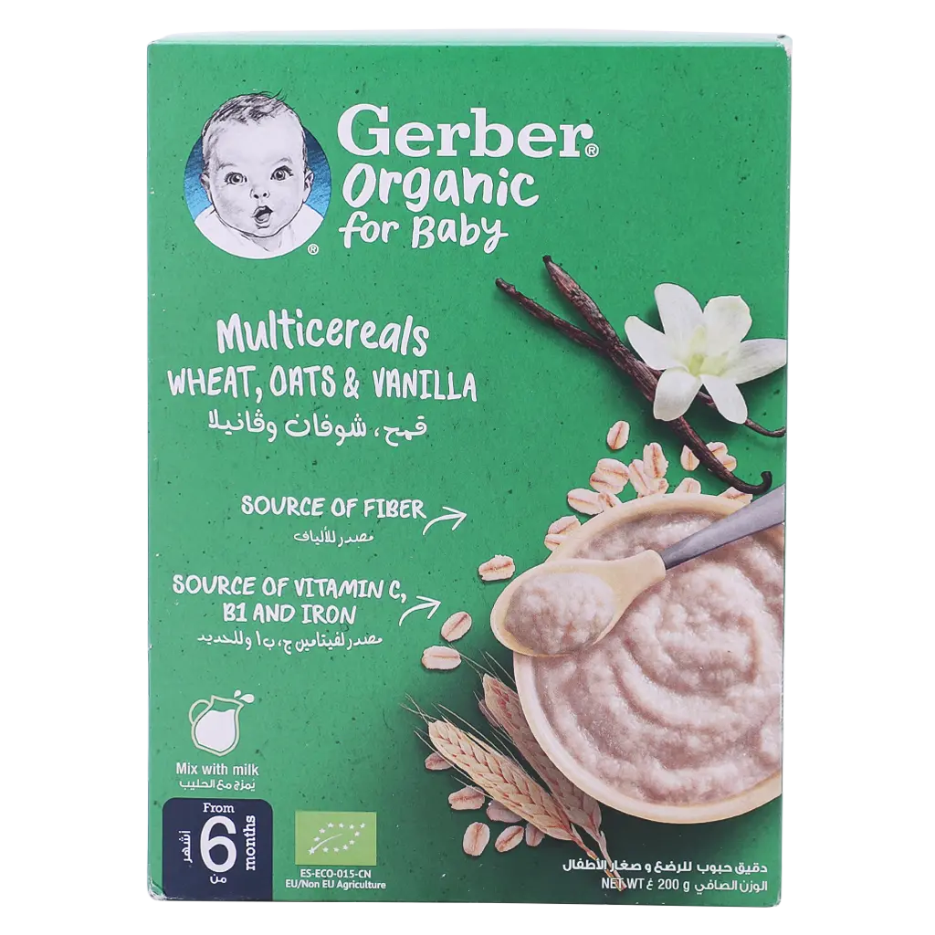 Gerber Organic Infant Cereals Wheat  Oats & Vanilla 200 gm - view 2