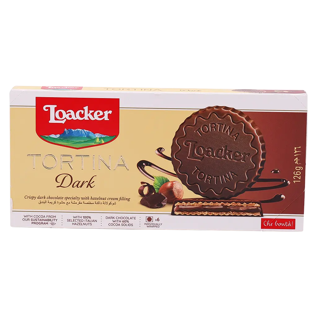 Loacker Tortina Wafer With Dark Chocolate & Hazelnut 126 gm - view 2