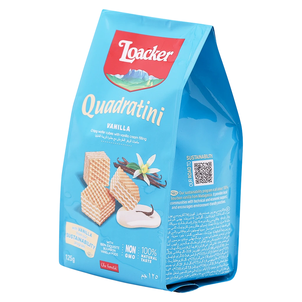 Loacker Quadratini Wafer With Vanilla 125 gm