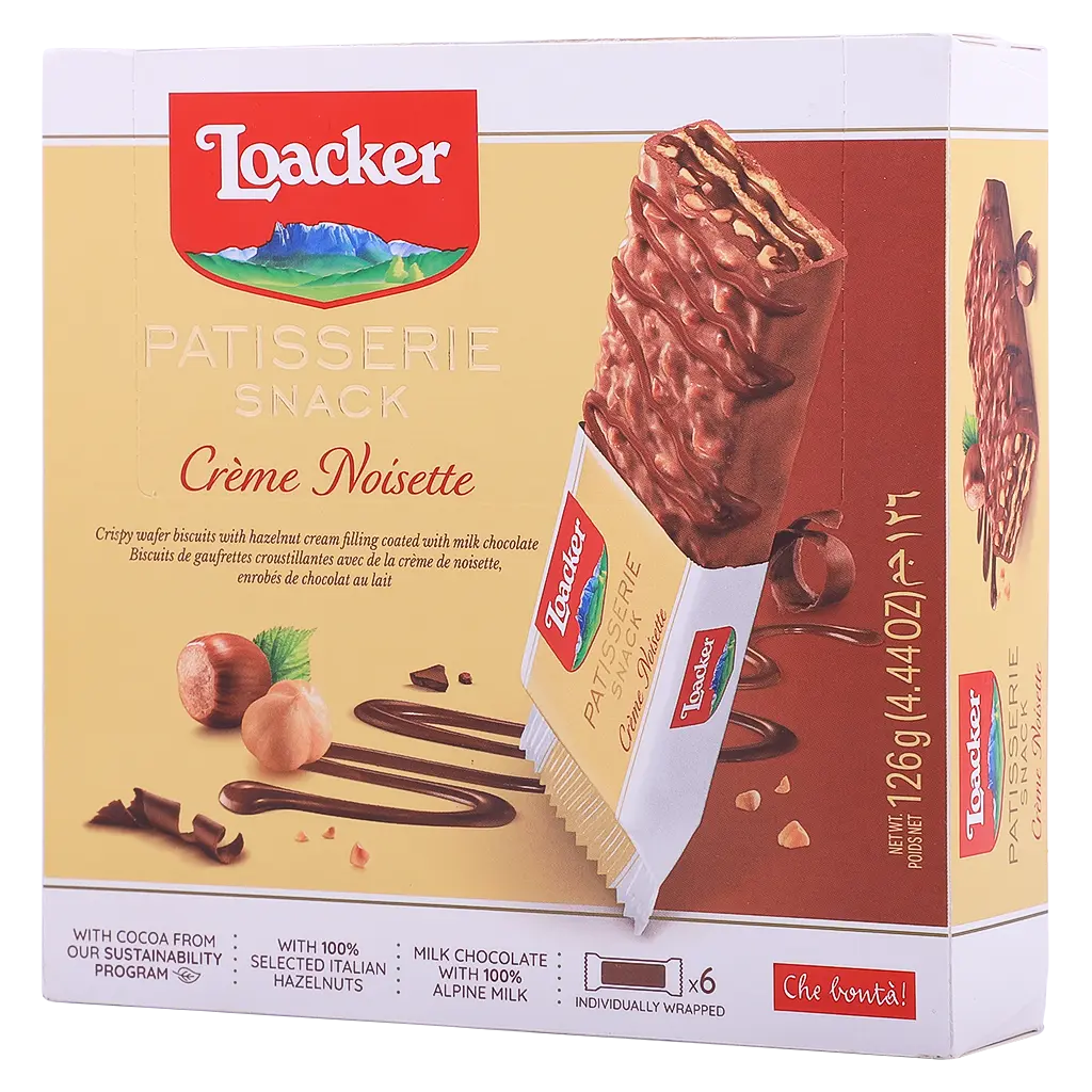 Loacker Patisserie Snack Creme Noisette Bar 126 gm Pack of 6 Pcs - view 1