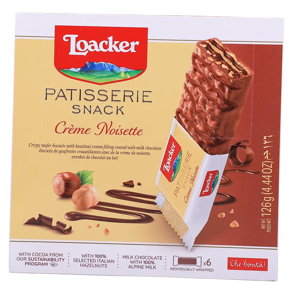 Loacker Patisserie Snack Creme Noisette Bar 126 gm Pack of 6 Pcs - view 2