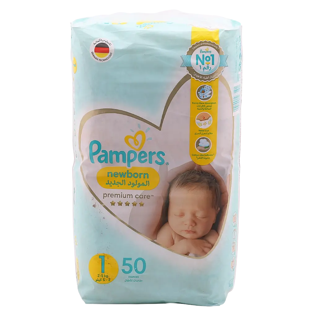 Pampers Diapers Premium Care Size 1 Newborn 2-5 kg Mid  50 Diapers - view 3