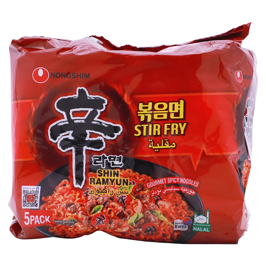 Nongshim Ramen Shin Ramyun Stir Spicy Fry Bundle Packs 5 Pcs 131 gm  - view 2