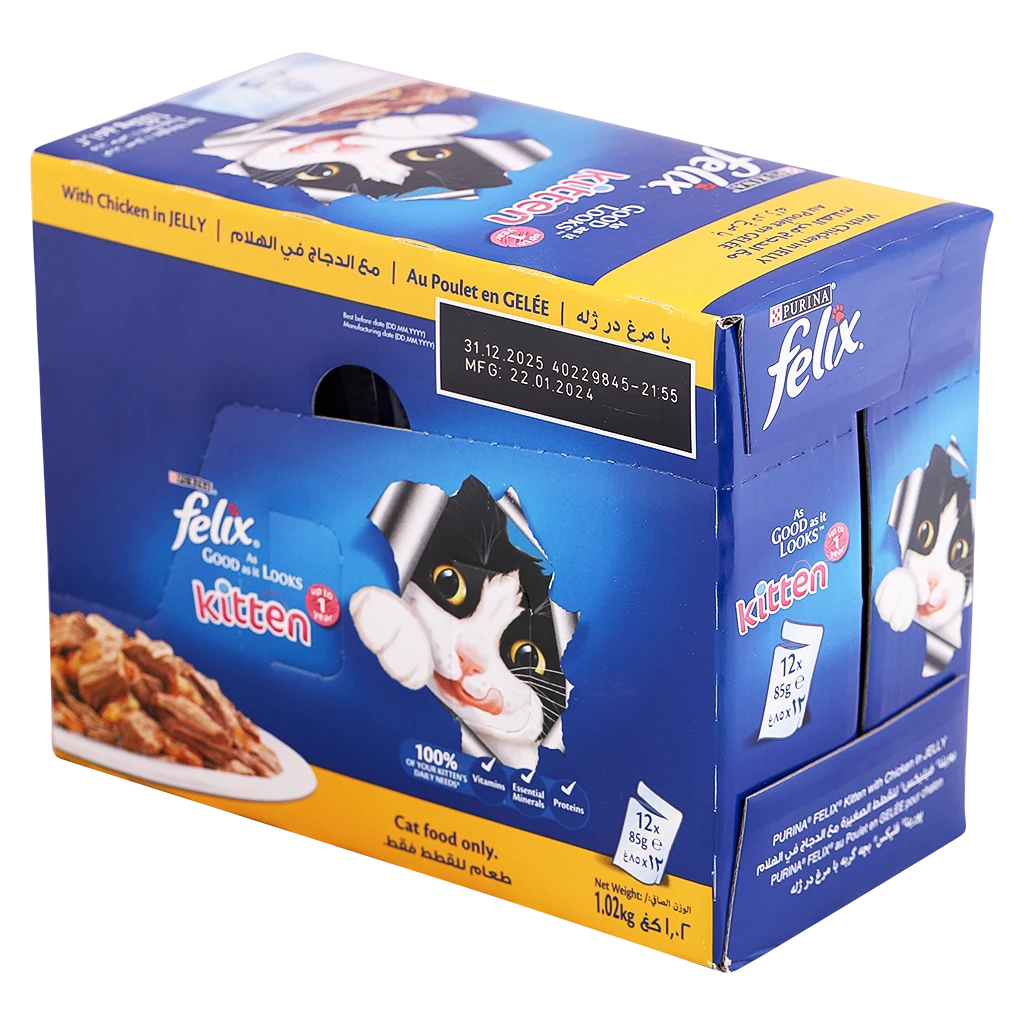 Purina Felix Kitten Chiken in Jelly Pack 12pcs 85gm