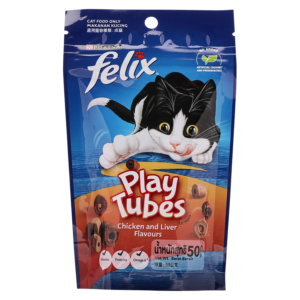 Purina Felix Treats Cat Food PlayTubes 50gm