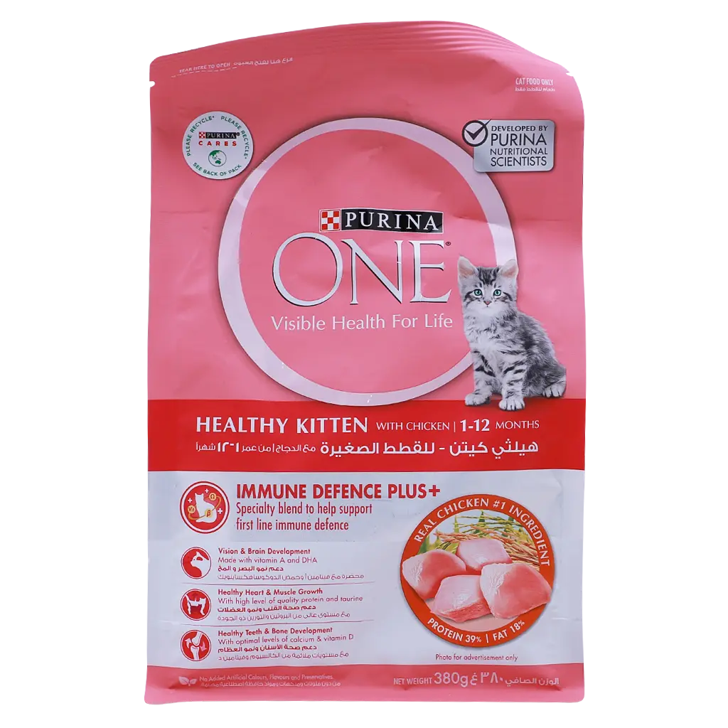 Purina One Dry Cat Food Healthy Kitten Formula 380 gm - view 2