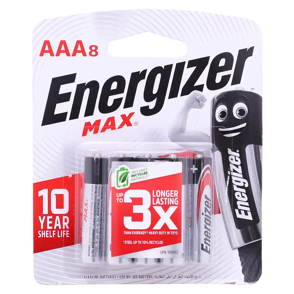 Energizer E92 AAA" Alkaline Batteries 8 Pack - view 1