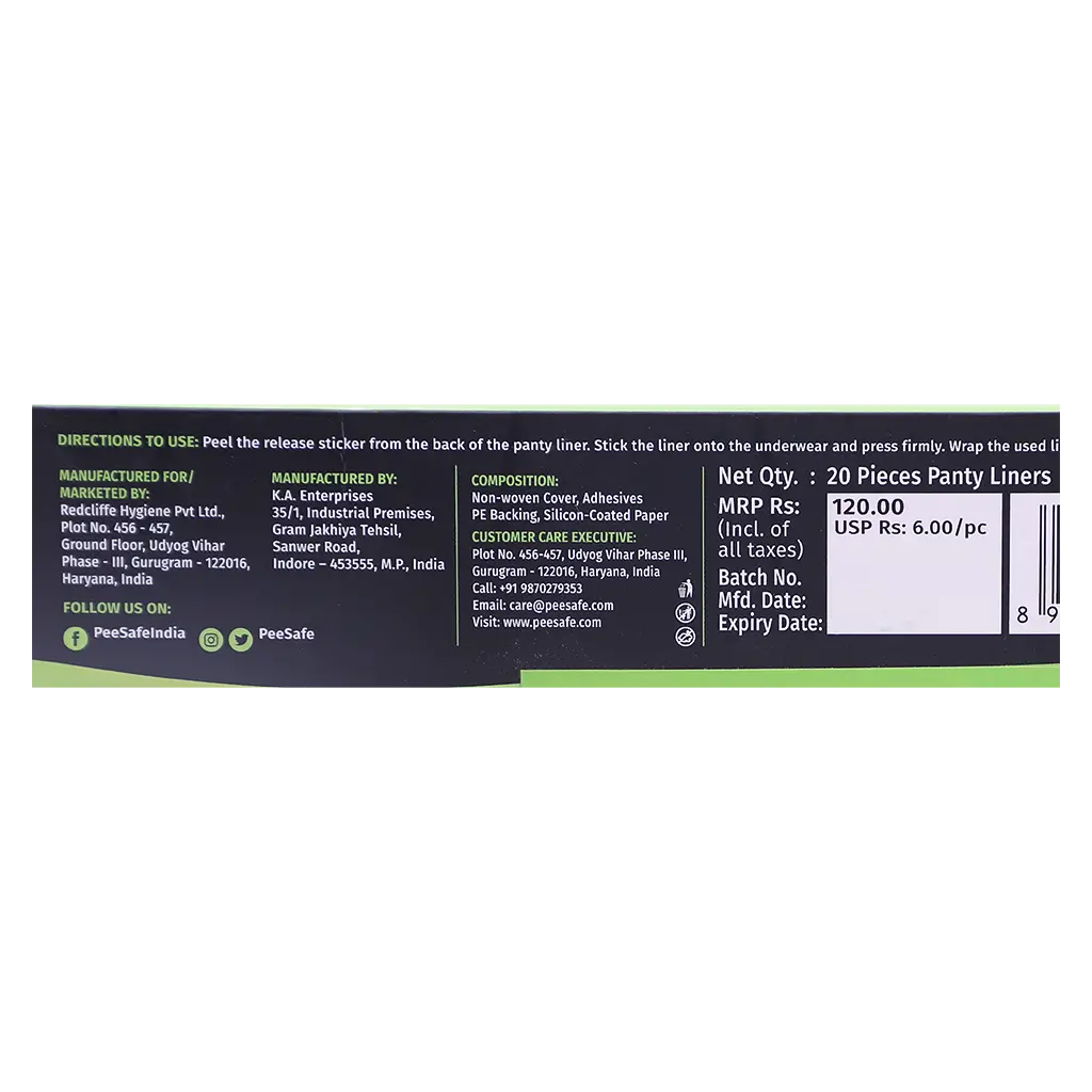 PeeSafe Daily Panty Liners with Aloe Vera & Soft surface 185mm 15 liners - view 4