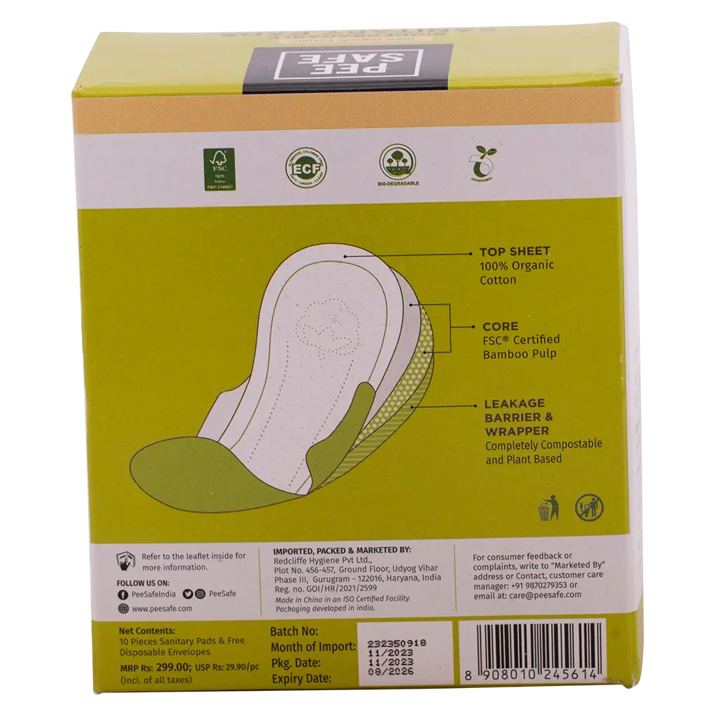 PeeSafe 100% Organic Cotton Sanitary Pads & Bamboo Core Regular 10 Pads - view 5