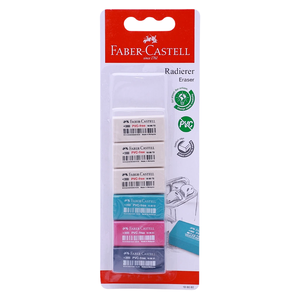 Faber Castell Eraser Assorted 6 pcs