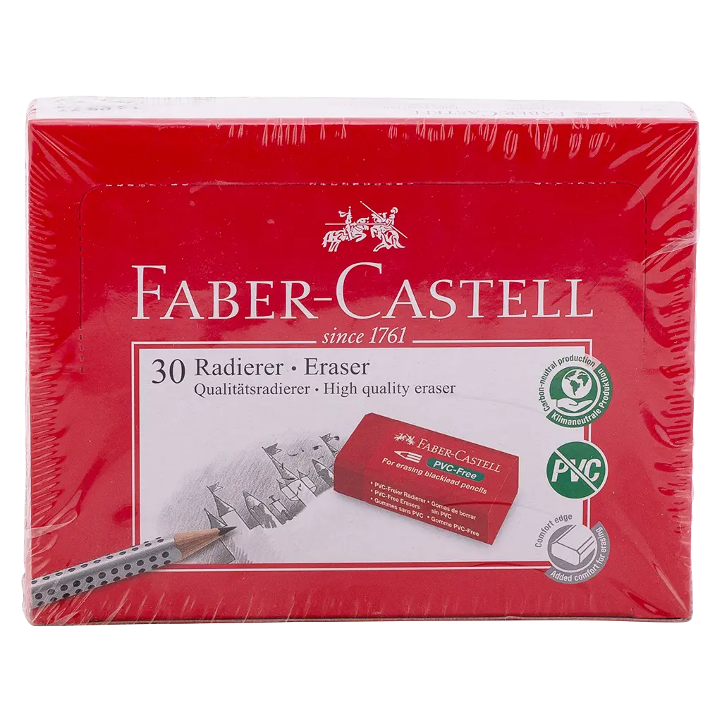 Faber Castell Erasers PVC Free Paper Slv. Red set of 30 - view 3