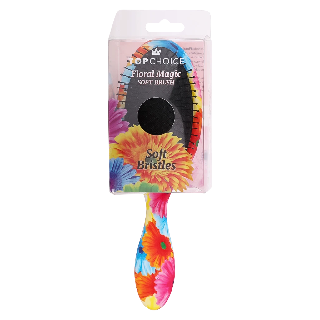 Top Choice Hair Brush Soft Touch Pattern Multicolored