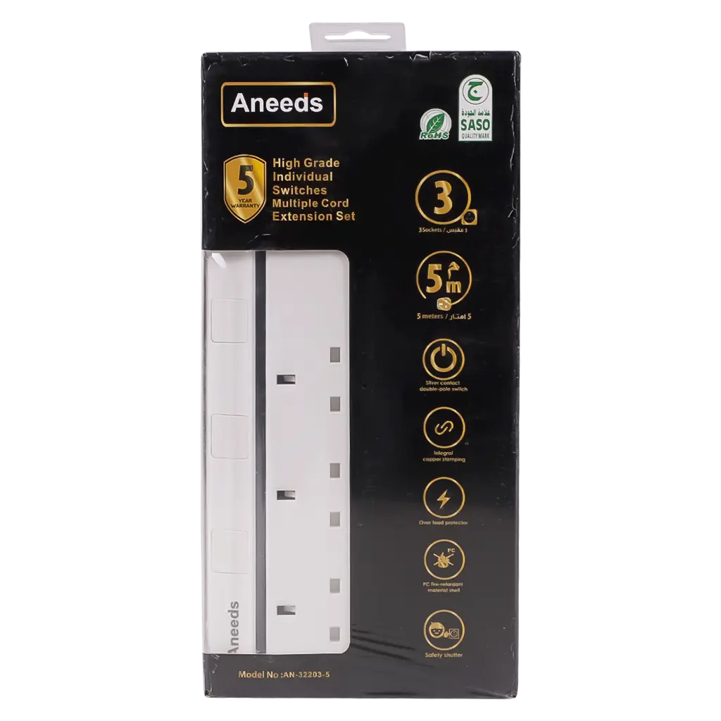 Aneeds Extension 3 Socket 5 m - view 3