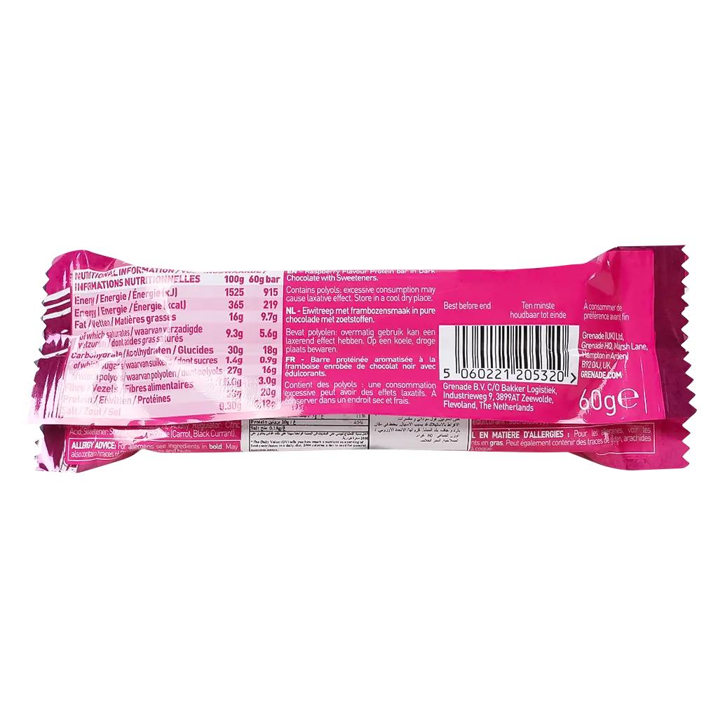 Grenade Protein Bar Dark Chocolate with Raspberry 60 gm
 - view 3