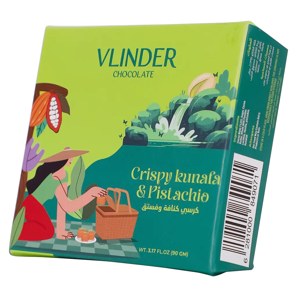 Vlinder Crispy Kunafa & Pistachio Chocolate Bar Dubai Trend 90 gm - view 2