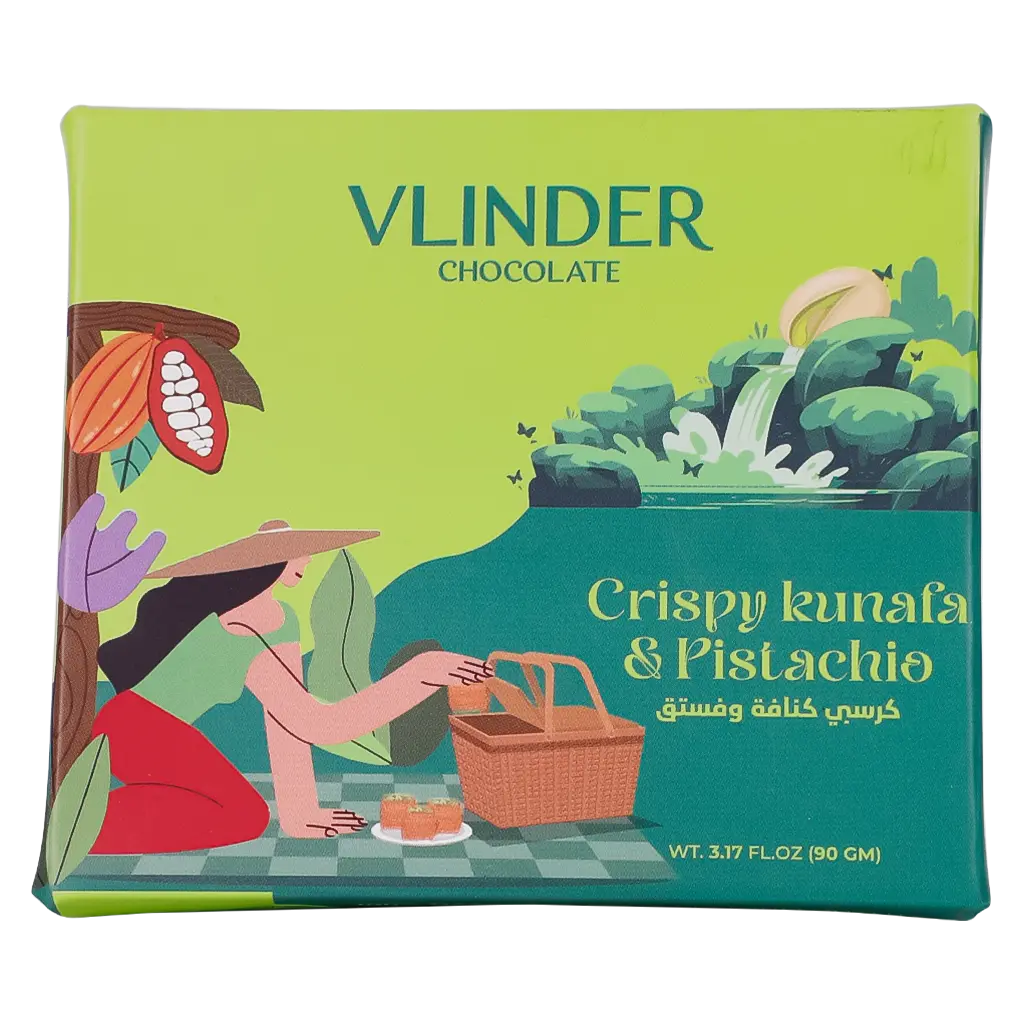 Vlinder Crispy Kunafa & Pistachio Chocolate Bar Dubai Trend 90 gm - view 3