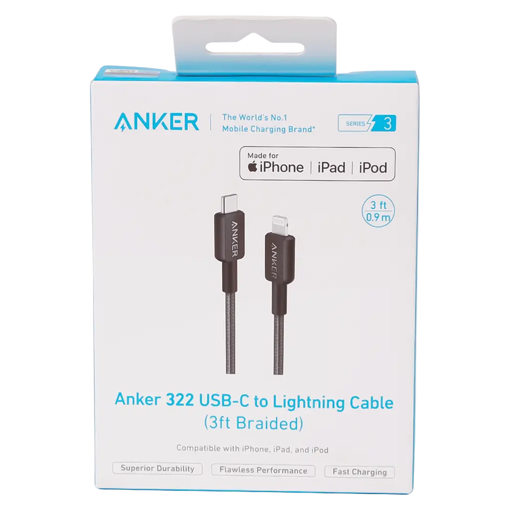 Anker 322 USBC to Lightning Connector Cable Braided 3ft Black - view 3