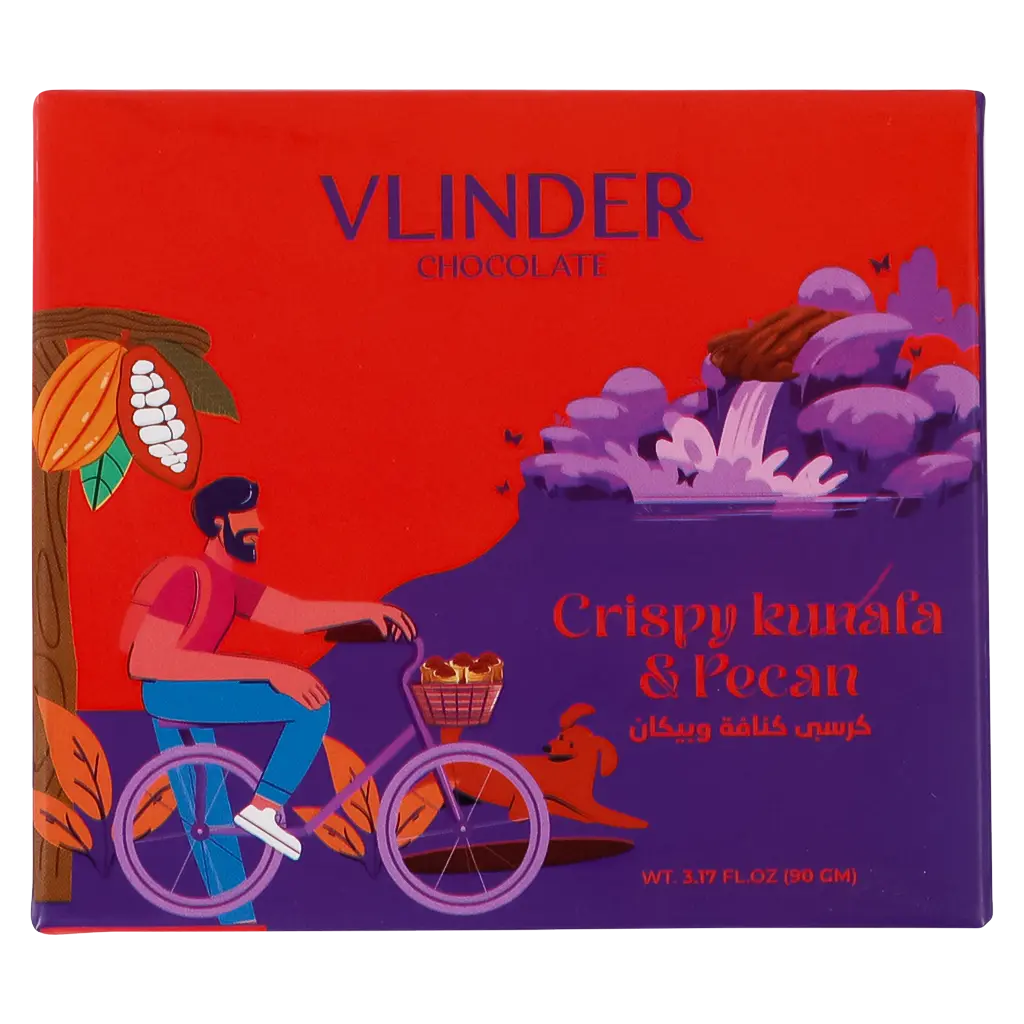 Vlinder Crispy Kunafa & Pecan Chocolate Bar Dubai Trend 90 gm - view 2