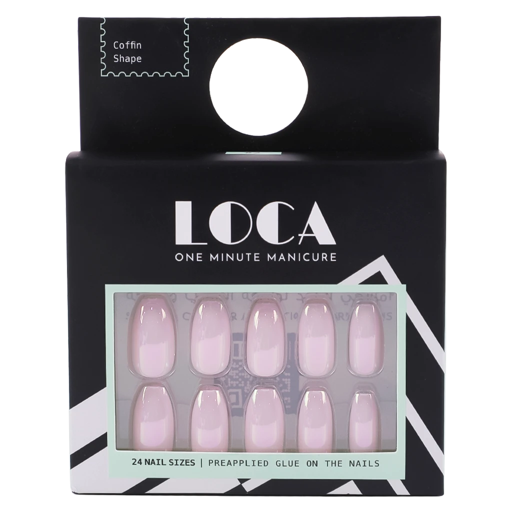Loca Press On Nails Pink Chrome Coffin Shape