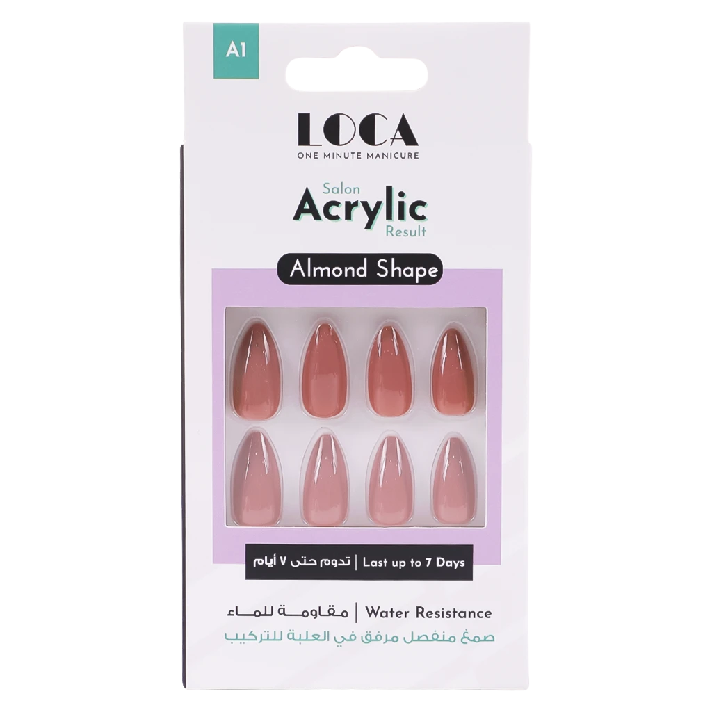 Loca Acrylic Nails A1-Almond Shape Nude Color