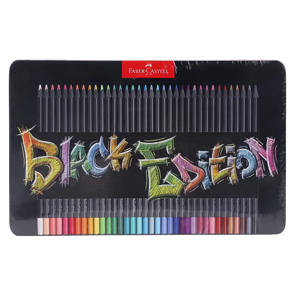 Faber Castell Colour Pencils Black Edition Flat Tin of 36 Color - view 1