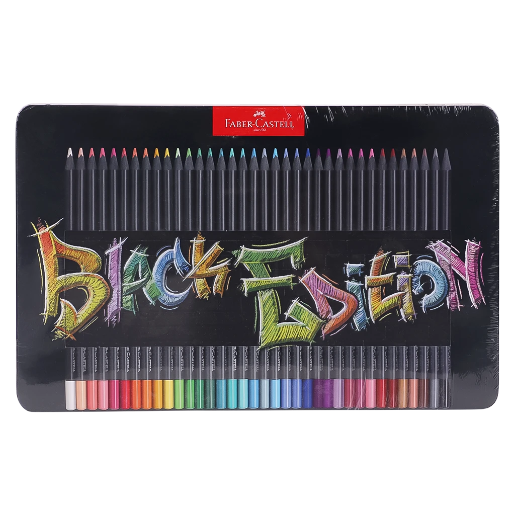 Faber Castell Colour Pencils Black Edition Flat Tin of 36 Color